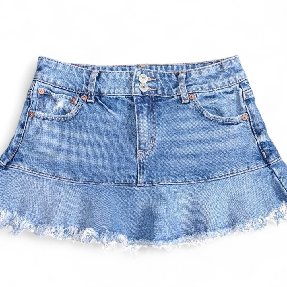 American Eagle Medium Wash Micro Mini Jean Skirt Size 0